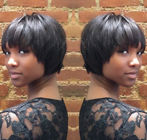 African American cropped bob hairstyle