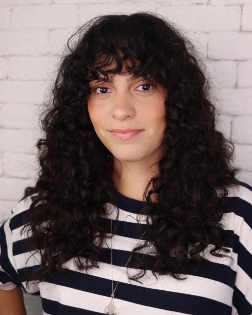 Long Curly Hair with Bangs