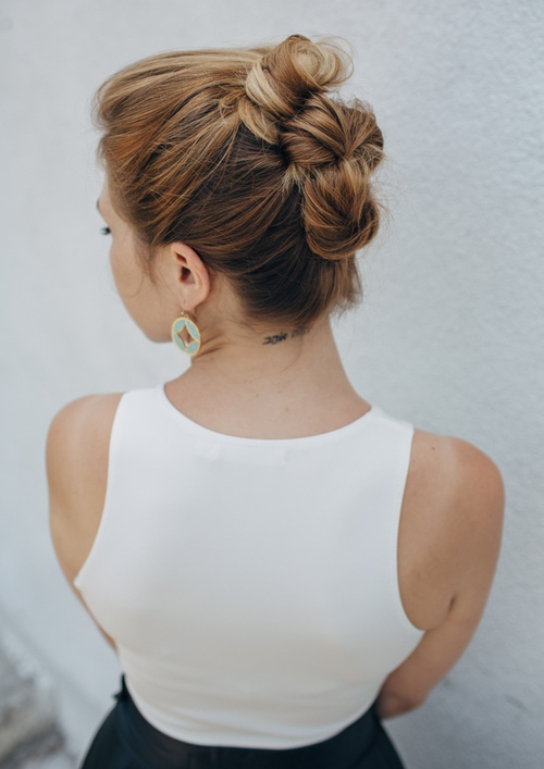 easy triple bun updo for long length