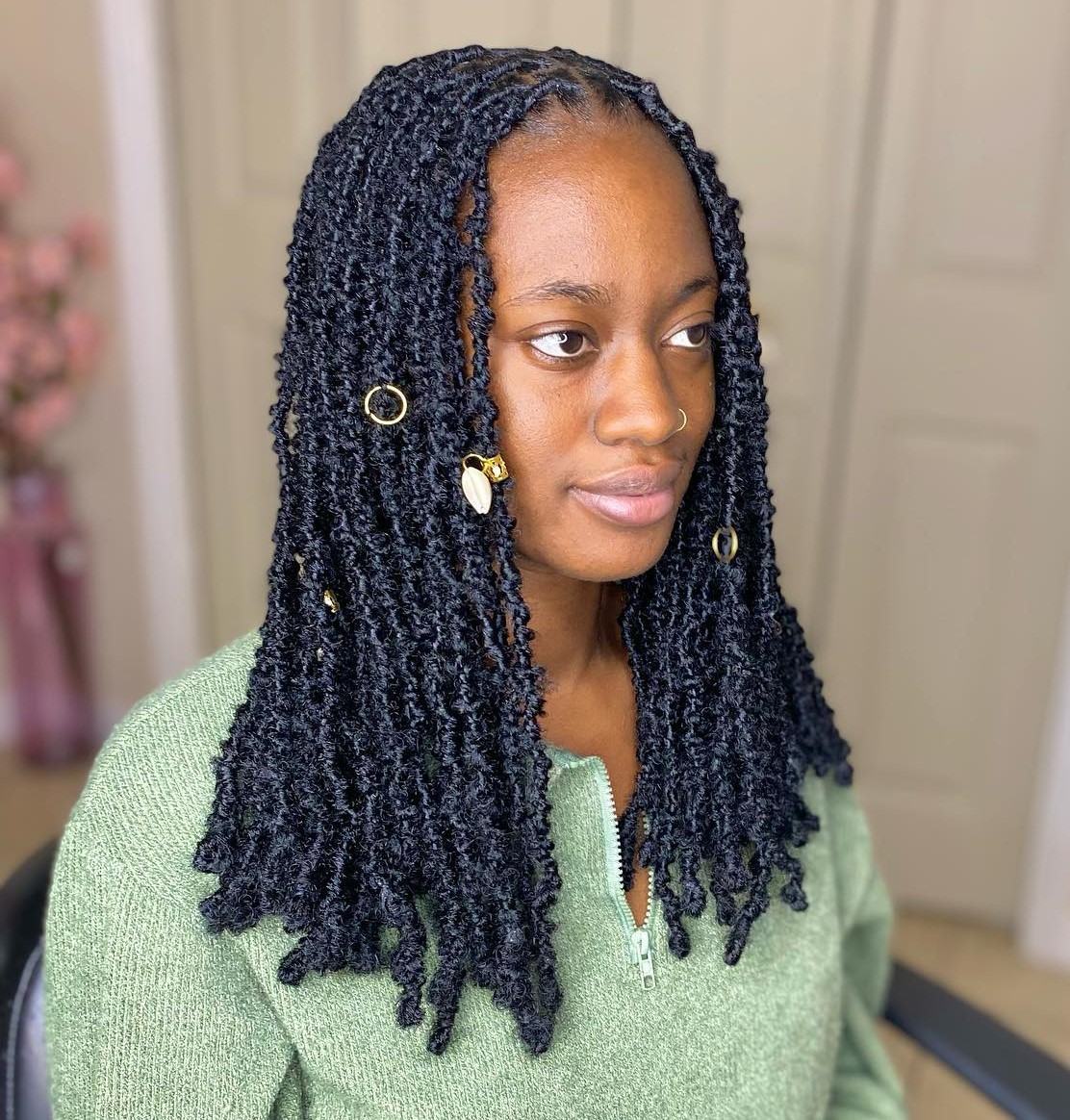 Thin Butterfly Locs with Hair Accessories