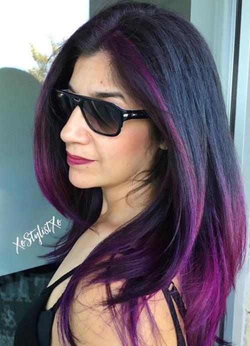 Black Hair With Purple Highlights