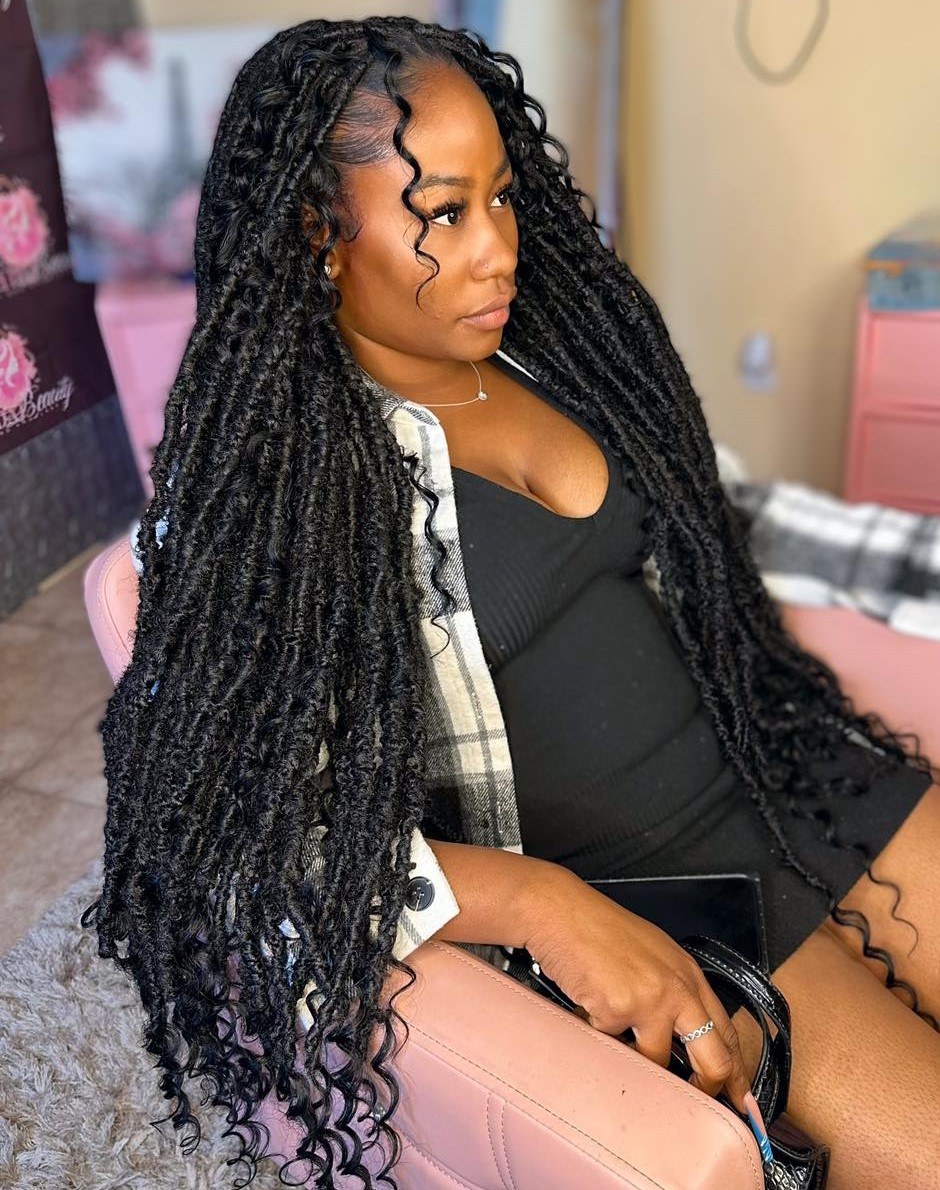 Butt Length Locs with Curls