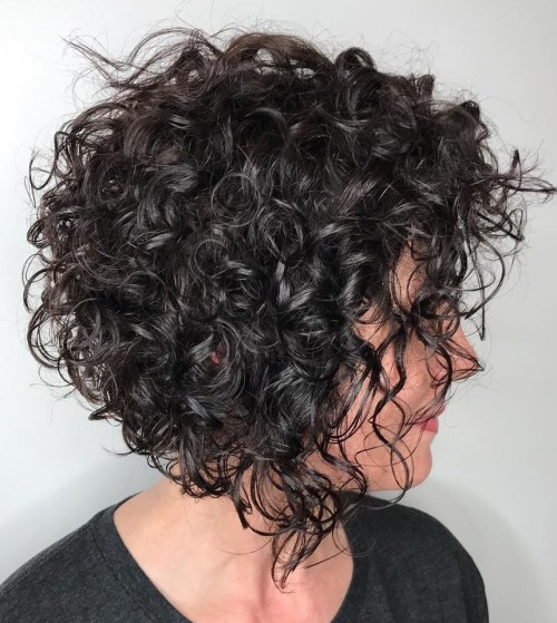 Curly Slanted Bob