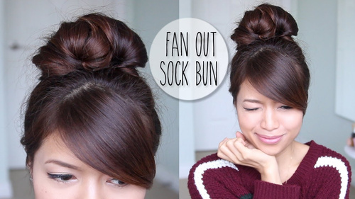 casual sock bun updo for long hair