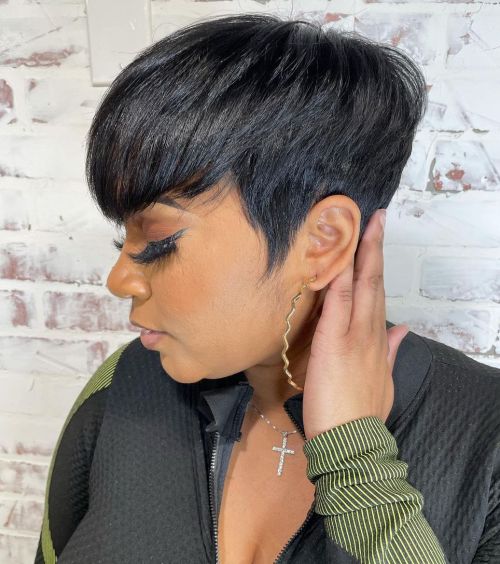 Wispy Straight Undercut Black Pixie