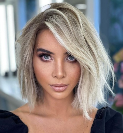 Disconnected Asymmetrical Ash Blonde Bob