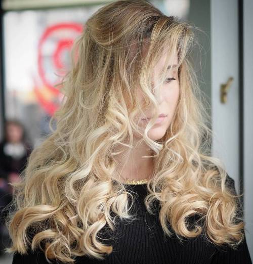 Curly Blonde Balayage Hair