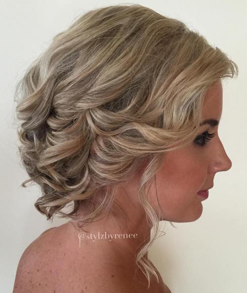 Curly Wedding Updo For Shorter Hair