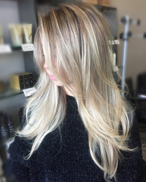 Layered Ash Blonde Balayage Hair