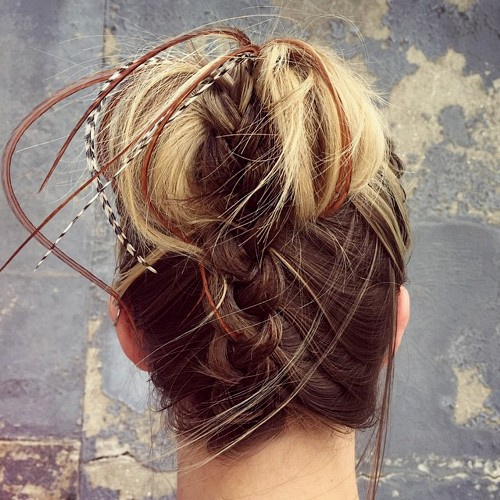 cute braided updo for medium hair