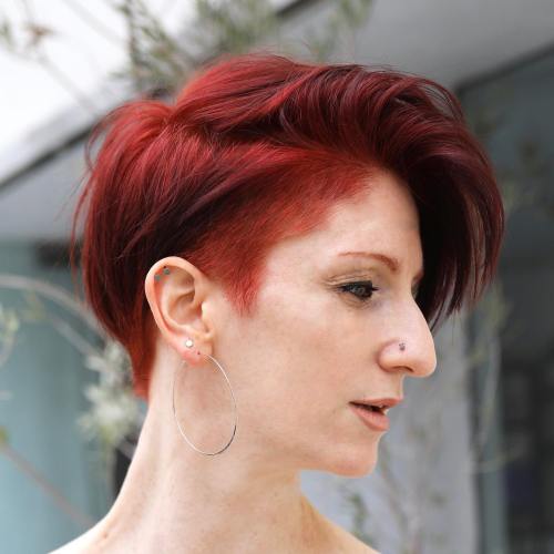 Bright Comb-Over Undercut Pixie