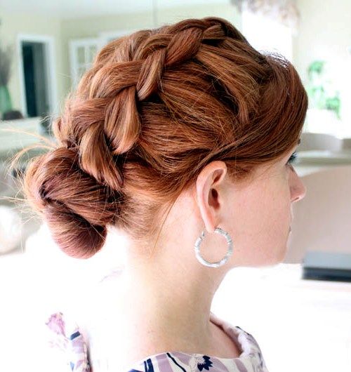 braid and bun updo for long hair