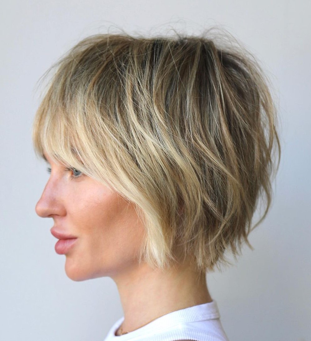 Long Pixie Bob with Blonde Highlights