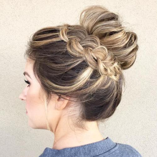 Messy Bun With A Braid Around