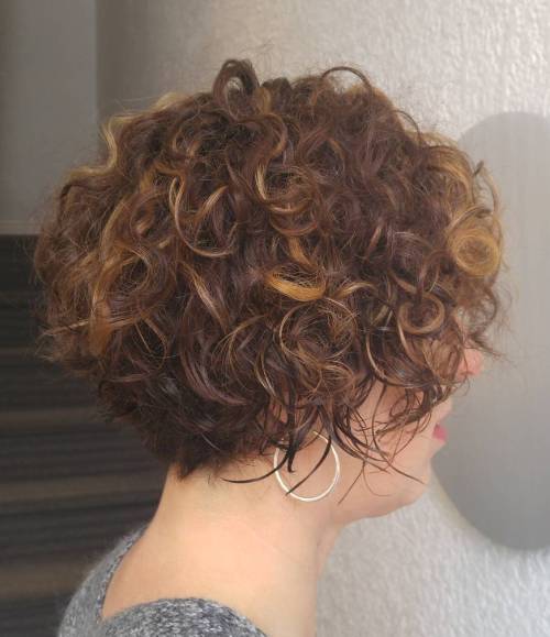 Short Curly Brunette Bob