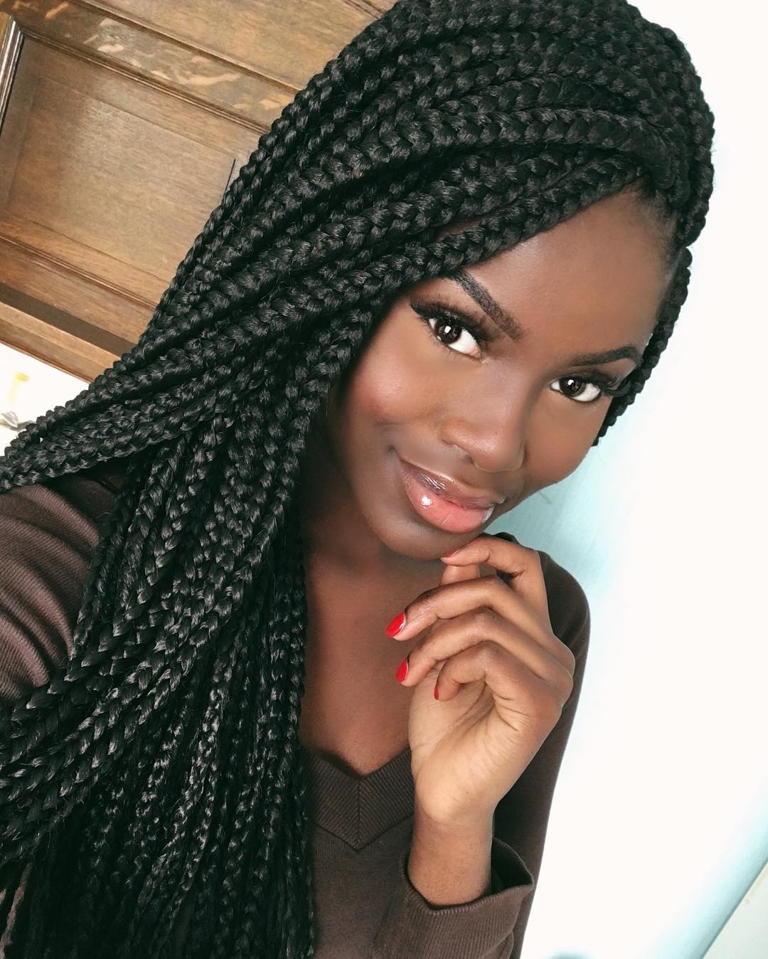 side swept box braids