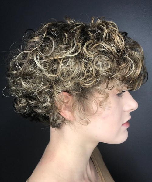 Curly Blonde Balayage Bob