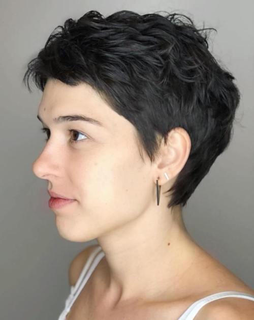 Dark Brown Textured Pixie Cut