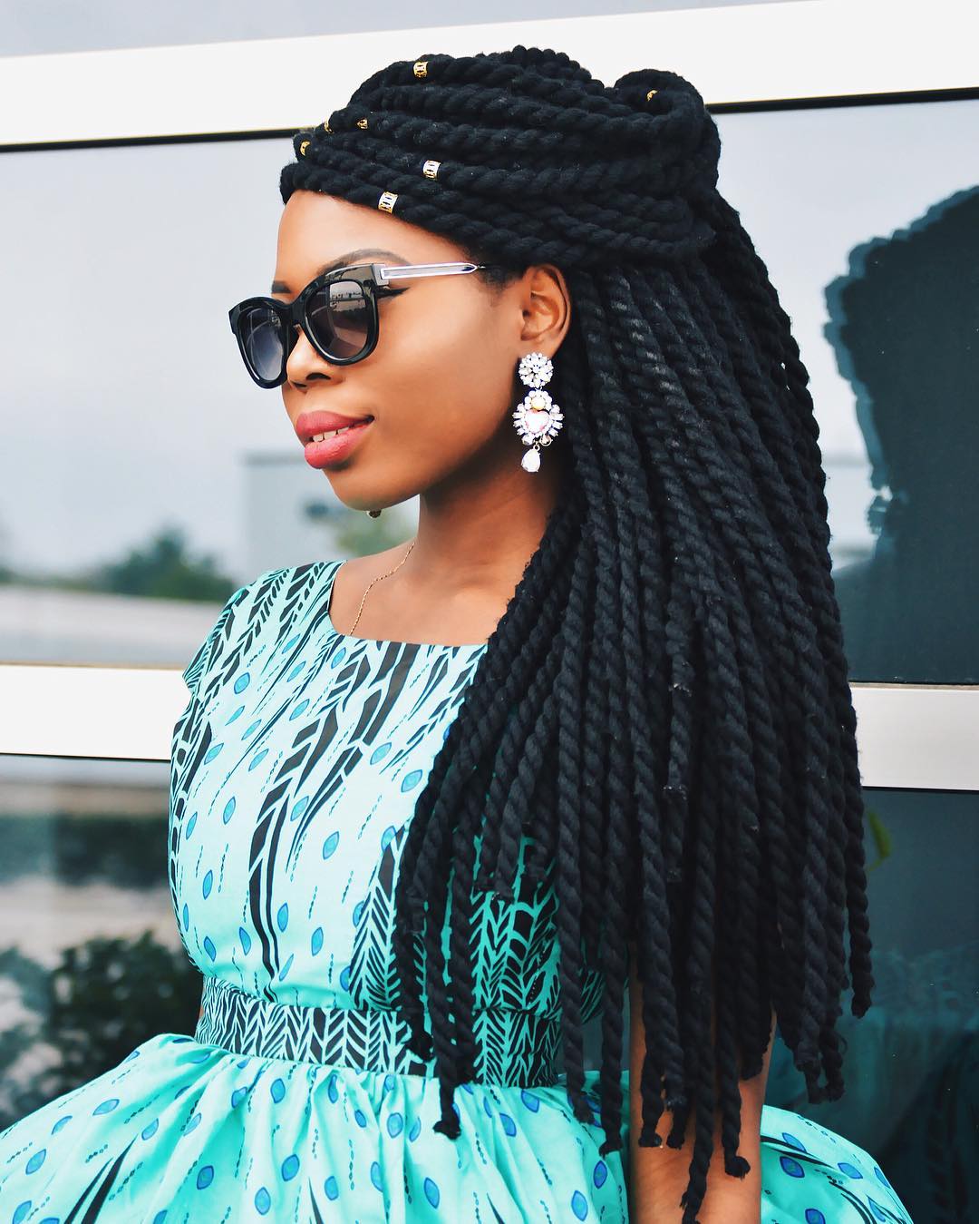 half updo with Marley Twists