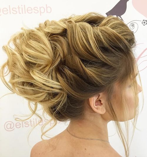 voluminous bridal updo for long hair